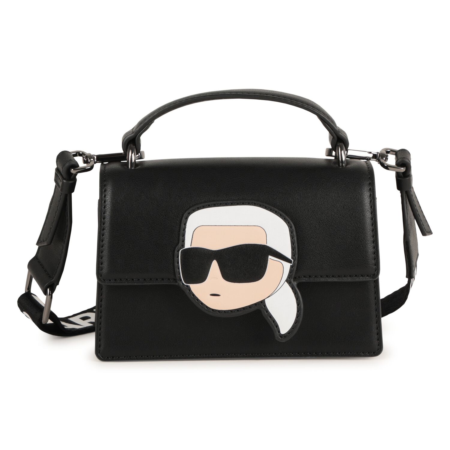 Girls Black Ikonik Karl Handbag, 1, hi-res