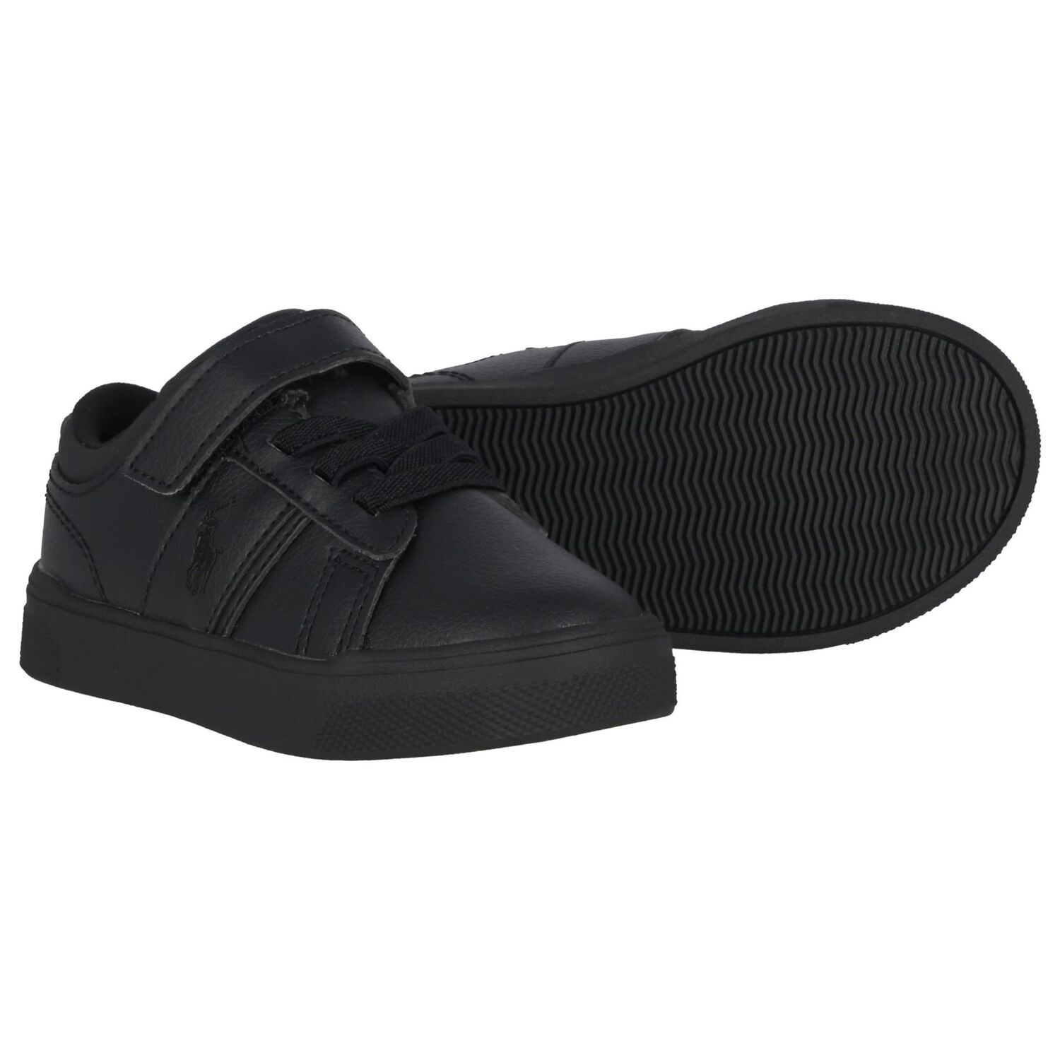 Boys Black Logo Trainers, 1, hi-res