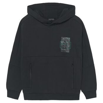 Boys Grey Printed Hooded Top