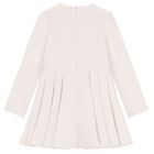 Girls Ivory Embellished Logo Dress, 1, hi-res