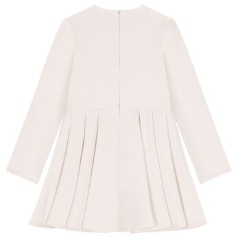 Girls Ivory Embellished Logo Dress