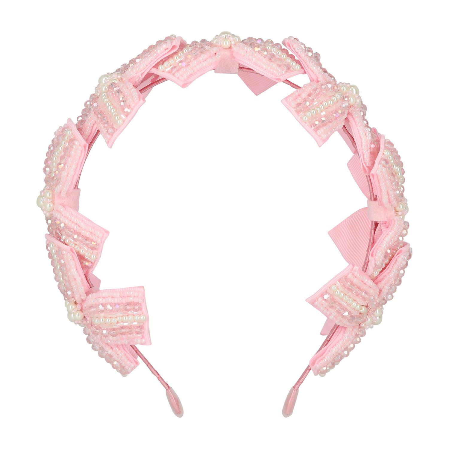 Girls Pink Embellished Crystal & Pearl Headband, 1, hi-res image number null