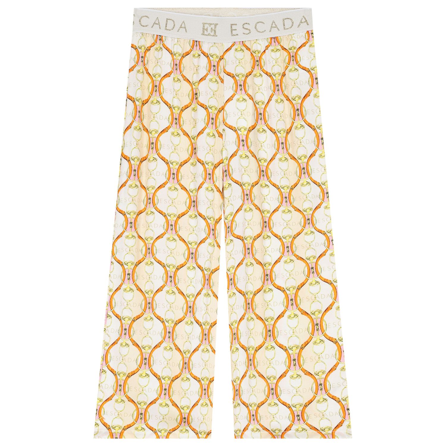 طقم بنات بنطلون بالشعار باللون الأبيض والبيج, 1, hi-res image number null