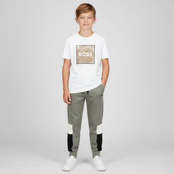 Boys Green Logo Joggers