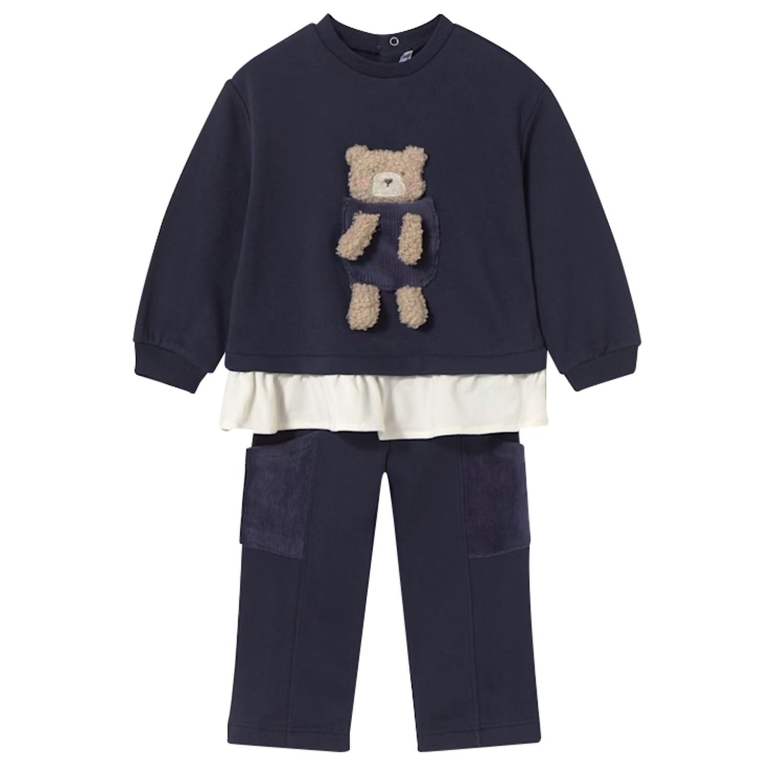 Younger Girls Navy Blue Teddy Bear Tracksuit, 1, hi-res image number null