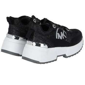 Black & Silver Logo Trainers