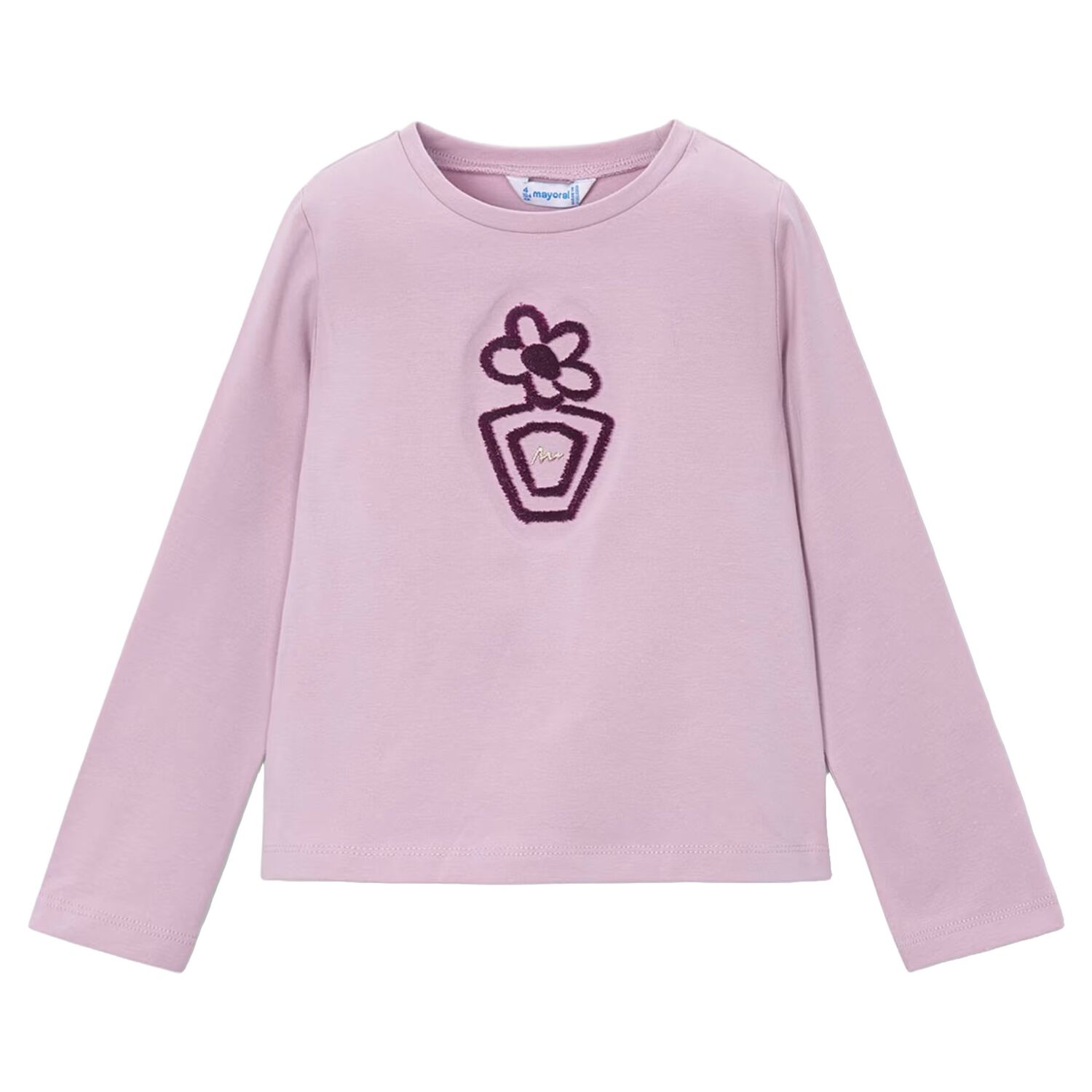 Girls Pink Floral Long Sleeve Top, 2, hi-res