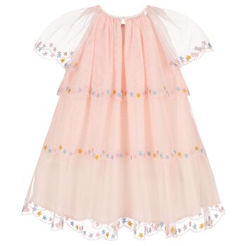 Girls Pink Star & Layered Tulle Dress