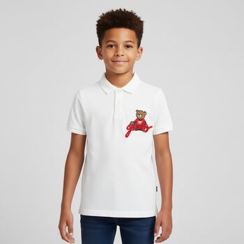 Boys Ivory Teddy Bear Polo Shirt