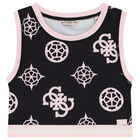 Girls Black & Pink Logo Top, 1, hi-res