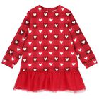 Girls Red Heart & Check Dress Set, 1, hi-res