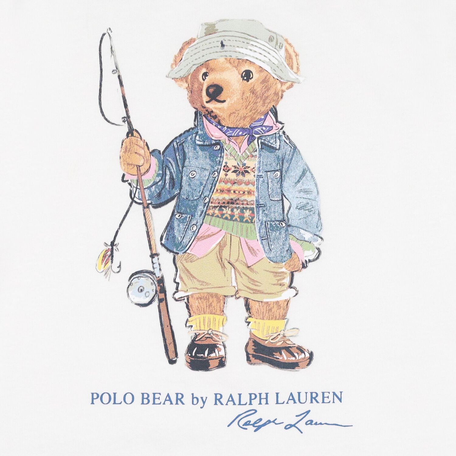 Boys White Fishing Polo Bear T-Shirt, 1, hi-res