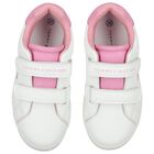 Girls White & Pink Logo Trainers, 1, hi-res