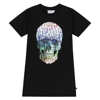 Girls Black Skull Logo Dress