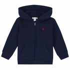 Baby Boys Navy Logo Zip Up Top, 1, hi-res