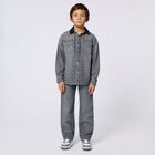 بنطلون أولاد جينز دنيم بالشعار باللون الرمادي , 1, hi-res