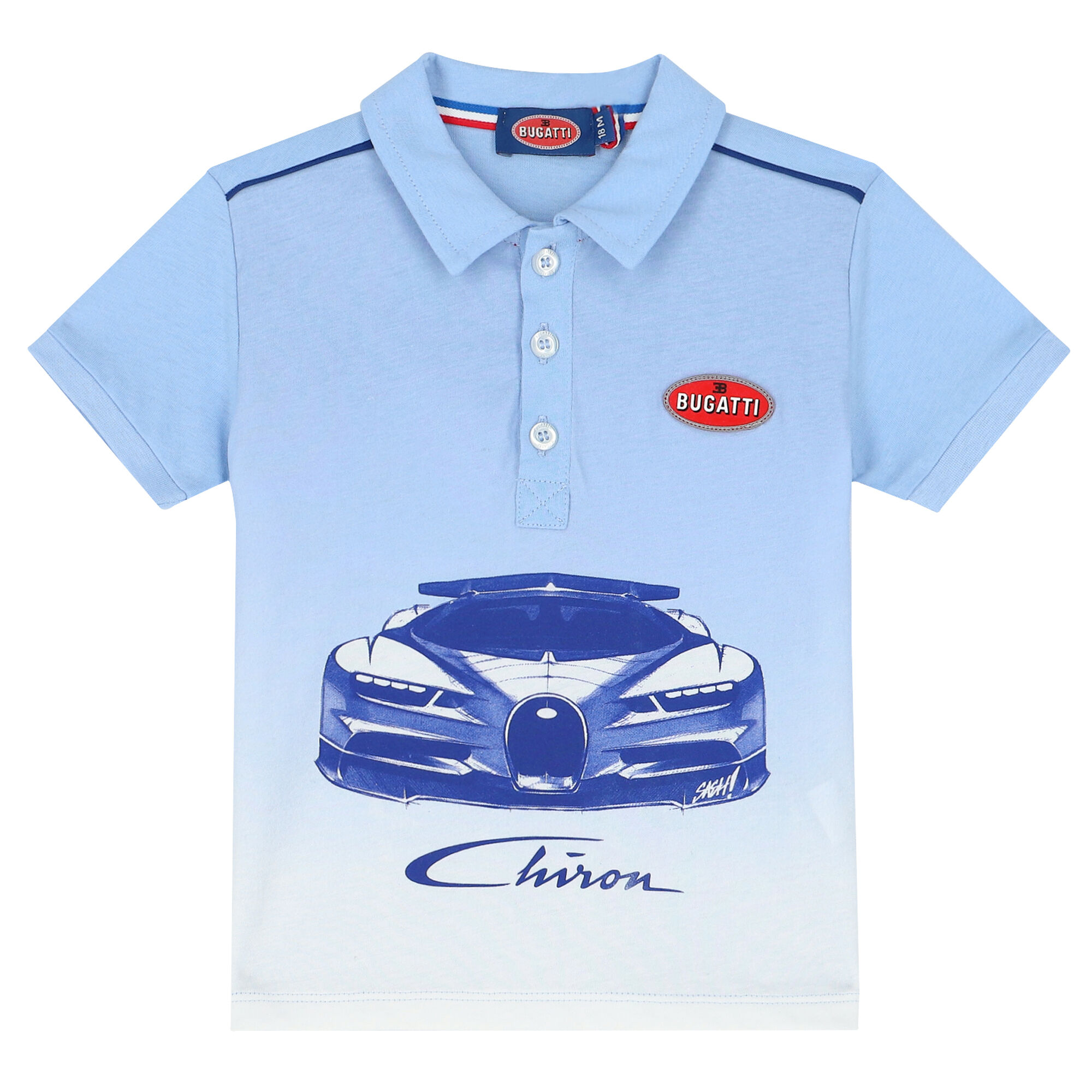 Bugatti Junior Younger Boys Blue Logo Polo Shirt Junior Couture USA
