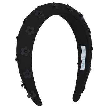 Girls Black Floral Tulle Headband