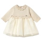 Baby Girls Beige, Ivory & Gold Tulle Dress, 1, hi-res