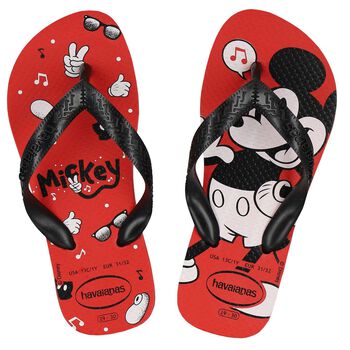 Red Disney Logo Flip Flops