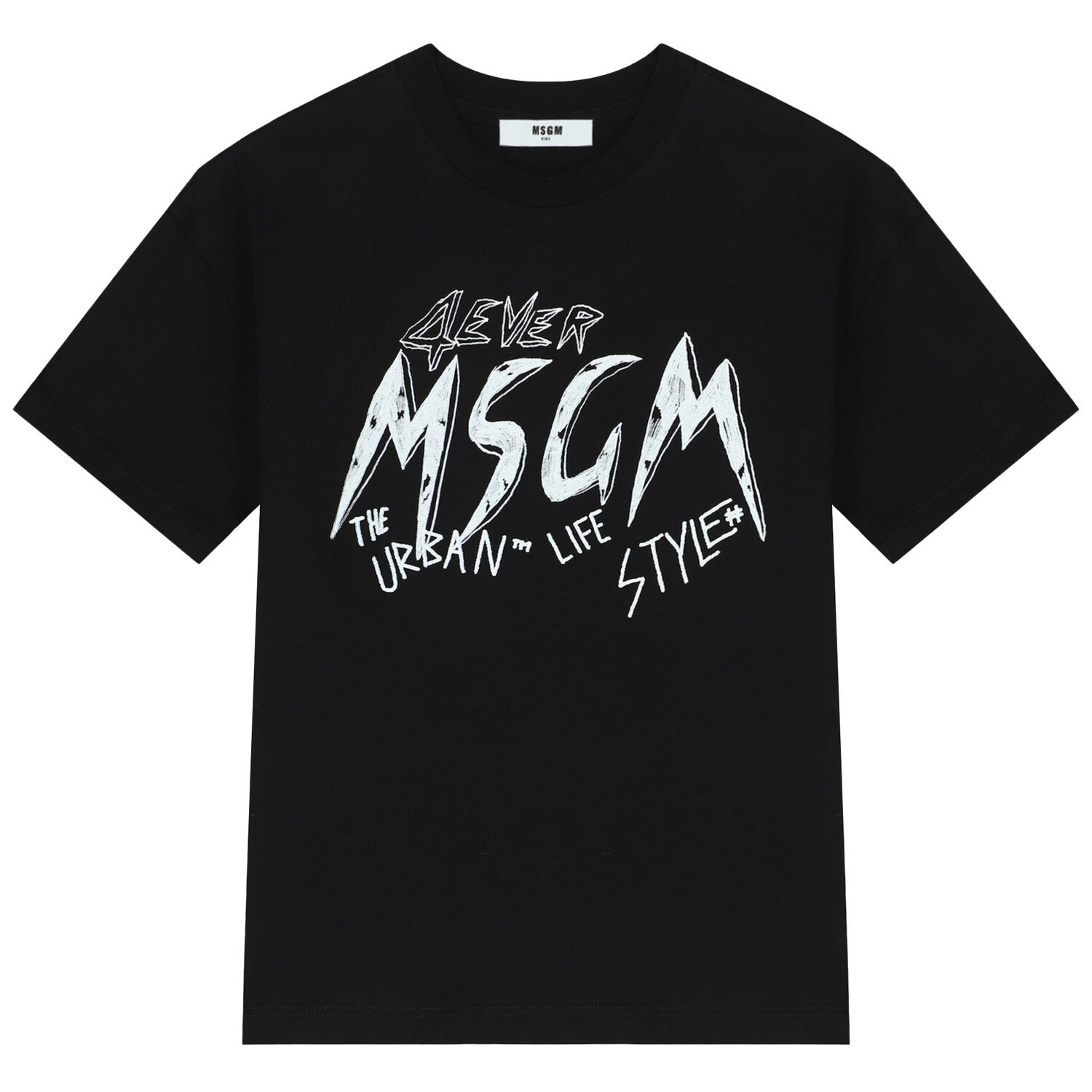 تيشيرت بالشعار باللون الأبيض والأسود للأولاد, 1, hi-res