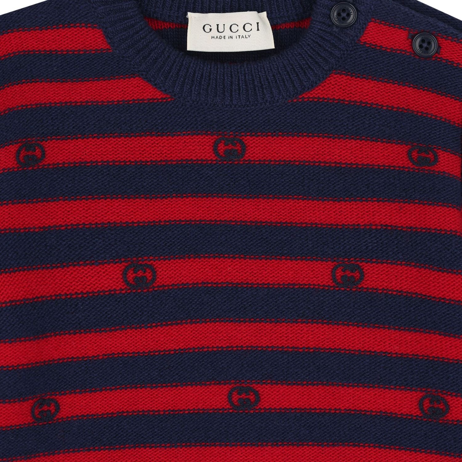 Baby Boys Navy Blue & Red Logo Striped Jumper, 1, hi-res
