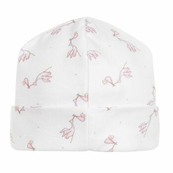 Baby Girls White & Pink Pima Cotton Hat