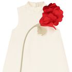 Girls Ivory & Red 3D Flower Dress, 1, hi-res