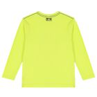 Boys Neon Green Headphone Long Sleeve Top, 1, hi-res