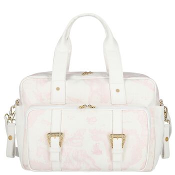 Baby Girls White & Pink Geo Map Changing Bag