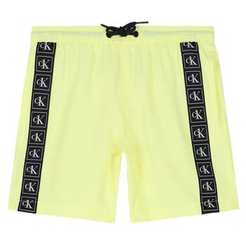 Boys Light Yellow Logo Swim Shorts