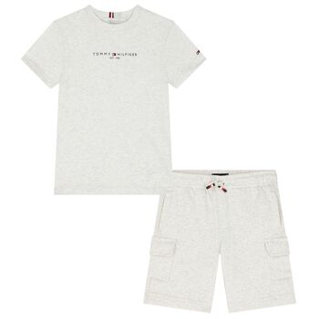 Boys Grey Logo Shorts Set