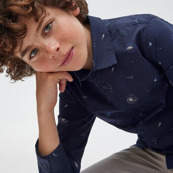 Boys Navy Blue Space Shirt