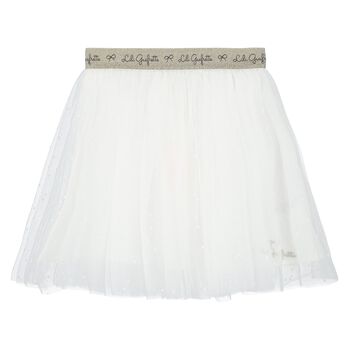 Girls White Tulle Skirt