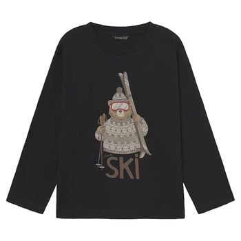 Boys Black Bear Long Sleeve Top
