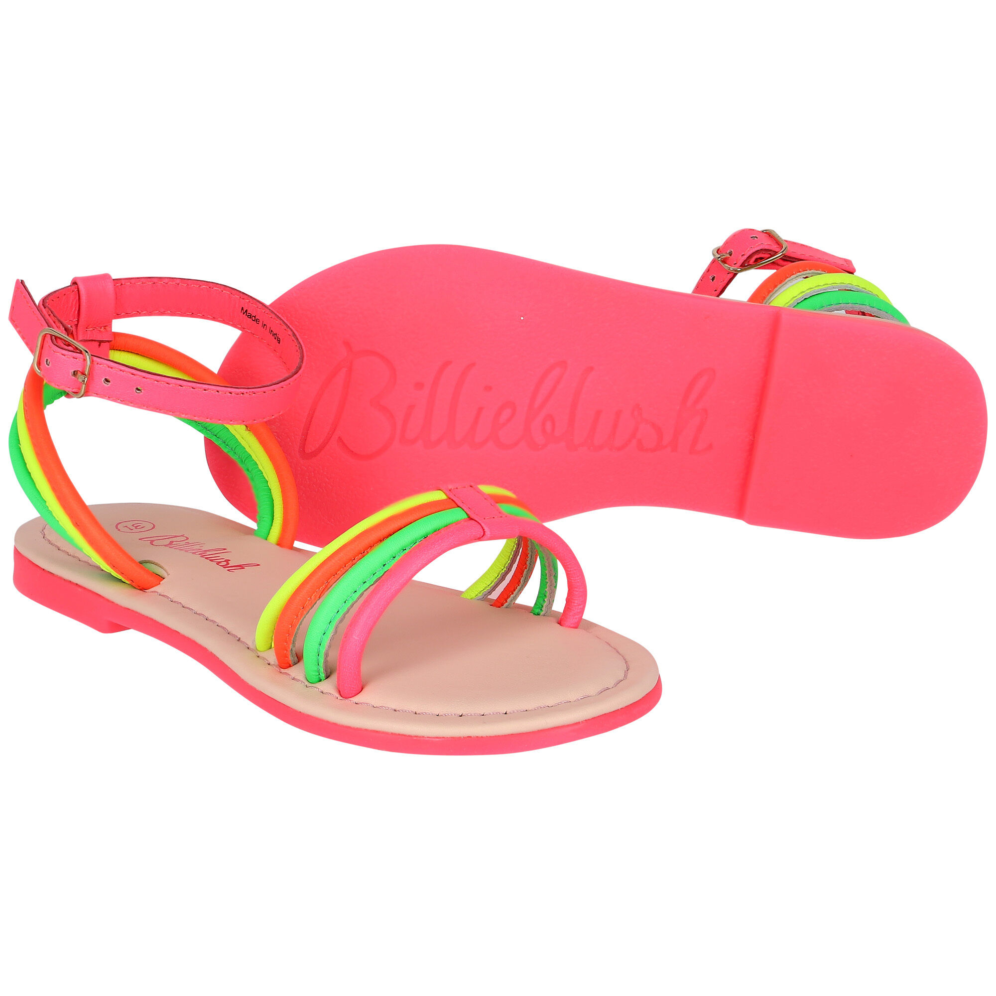 Billieblush Girls Neon Pink Yellow Orange Sandals Junior Couture