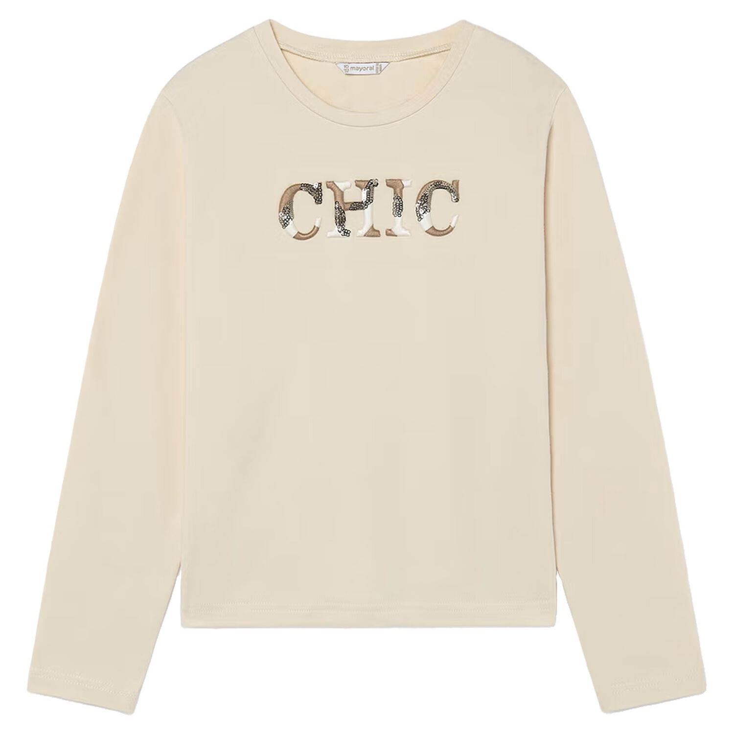 Girls Beige Long Sleeve Top, 2, hi-res