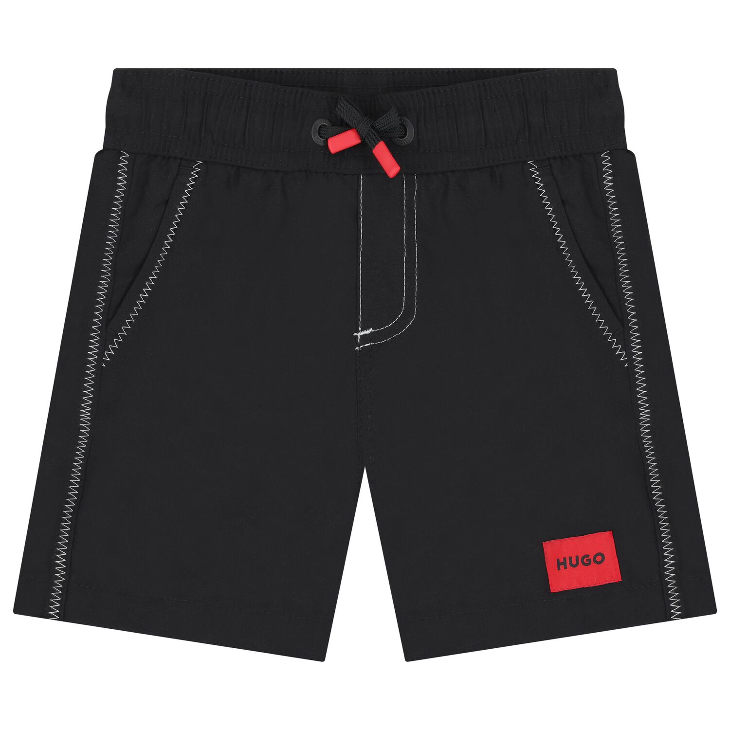 Boys Black Logo Swim Shorts, 1, hi-res image number null