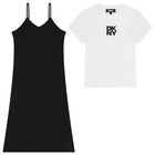 Girls Mini Me White & Black Logo Dress Set, 1, hi-res