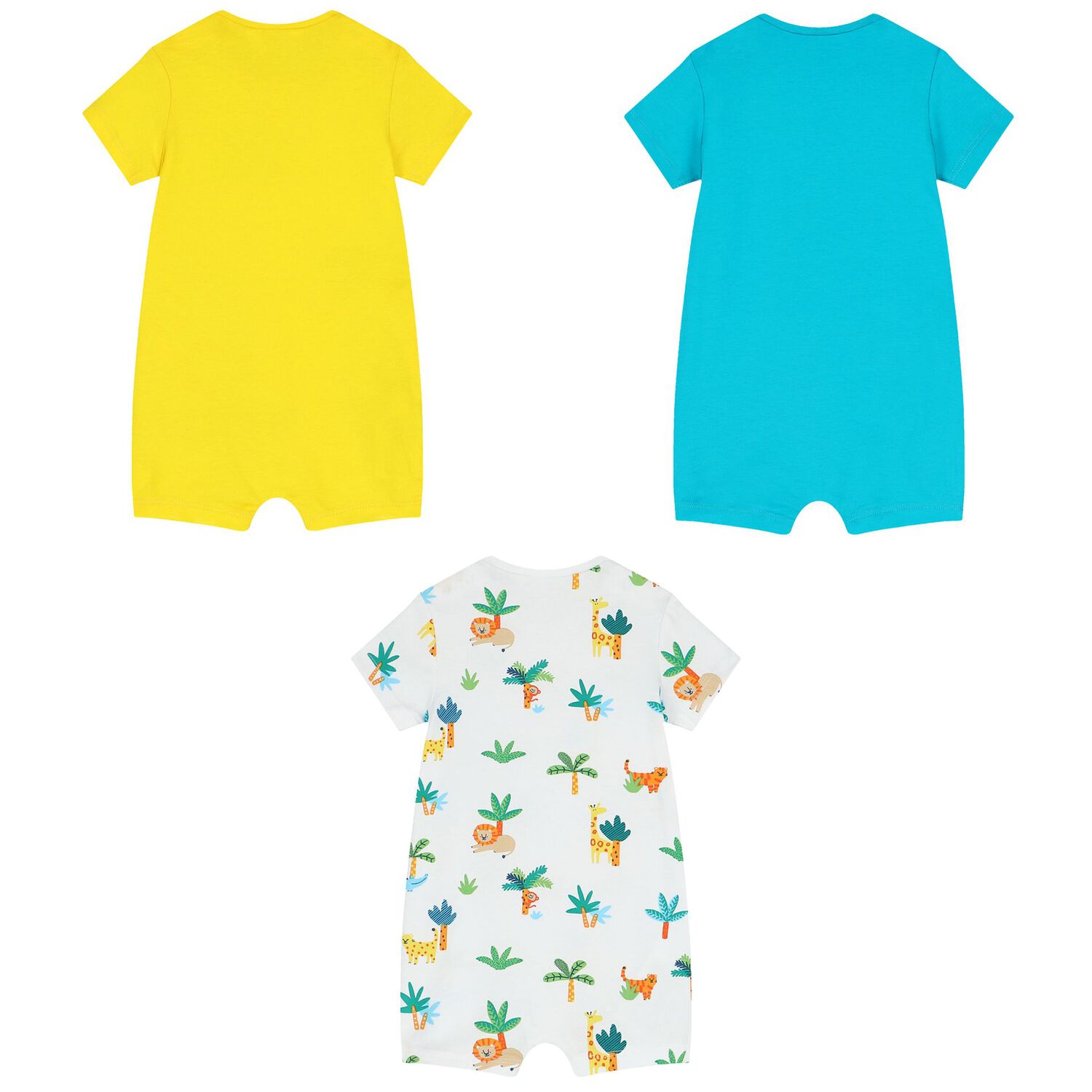 Baby Boys White, Yellow & Blue Rompers ( 3-Pack ), 2, hi-res image number null