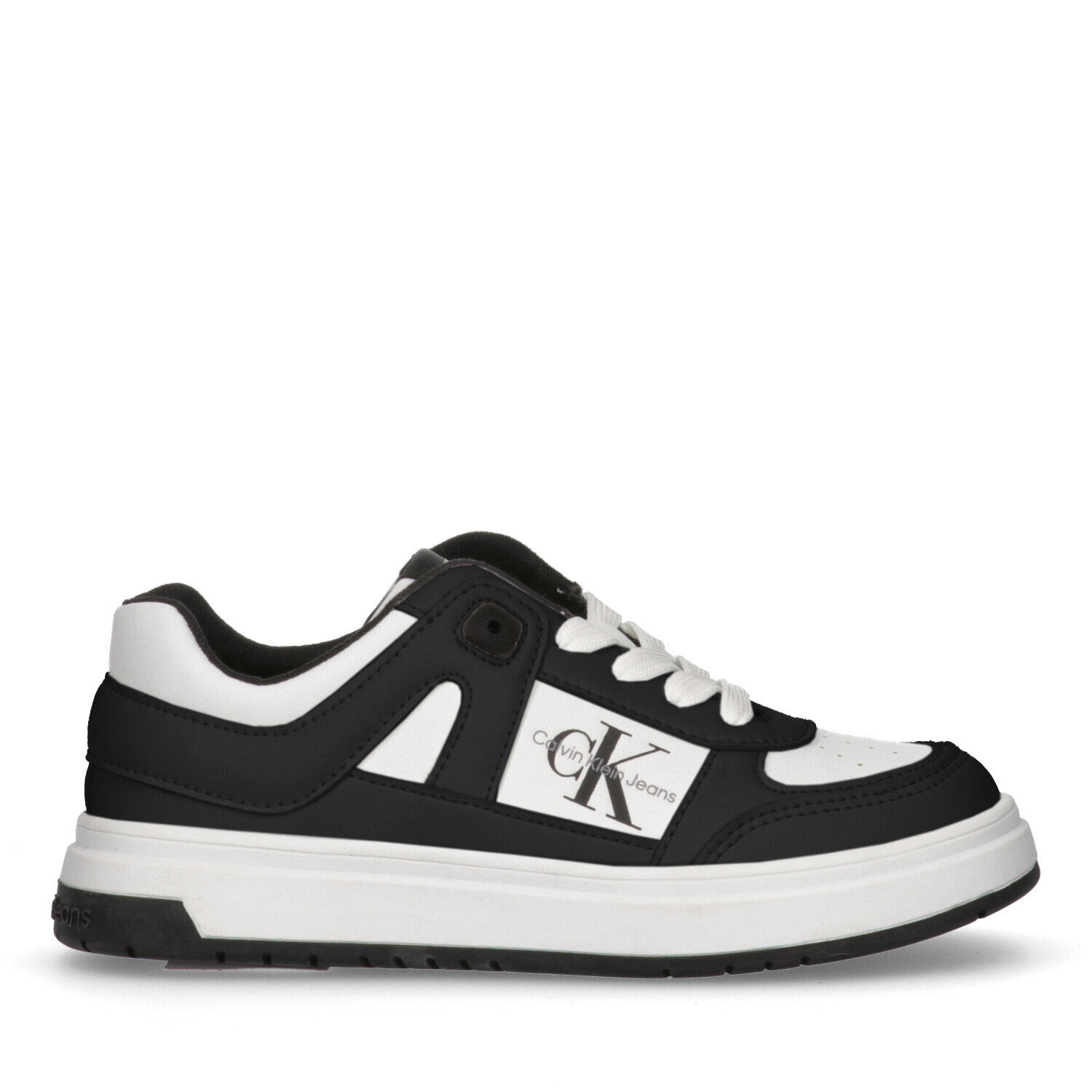 Calvin Klein Boys White Black Logo Trainers Junior Couture