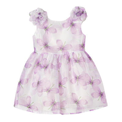 Girls White & Purple Butterfly Dress