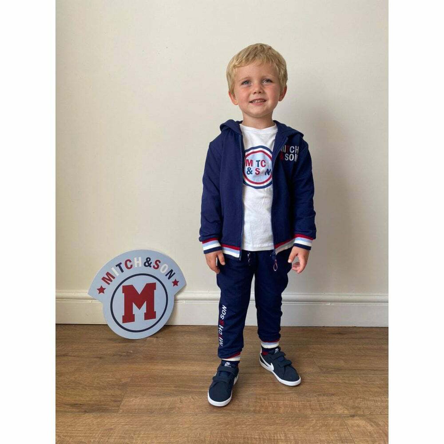 Boys White Logo Long Sleeve Top, 1, hi-res image number null