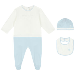 Ivory & Blue Logo Babygrow Set