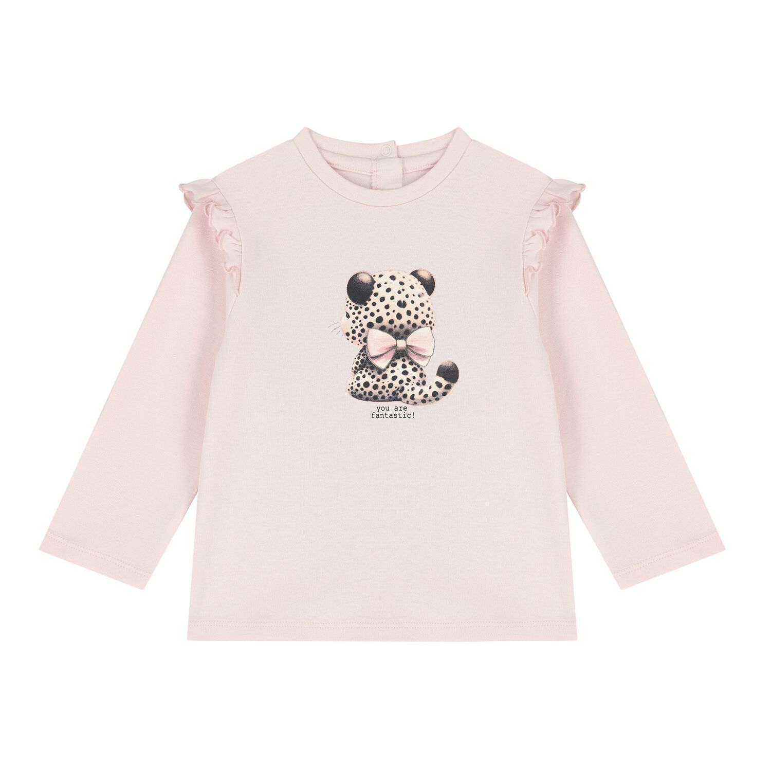 Baby Girls Pink Leopard Long Sleeve Top, 1, hi-res