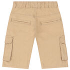 Boys Beige Logo Shorts, 1, hi-res