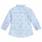 Younger Boys Blue Printed Shirt, 1, hi-res