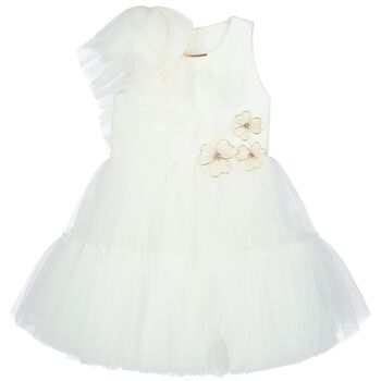 Girls White Tulle Flower Dress