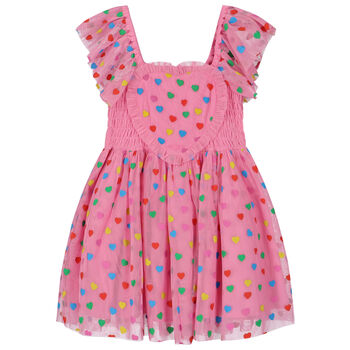 Girls Pink Tulle Heart Dress