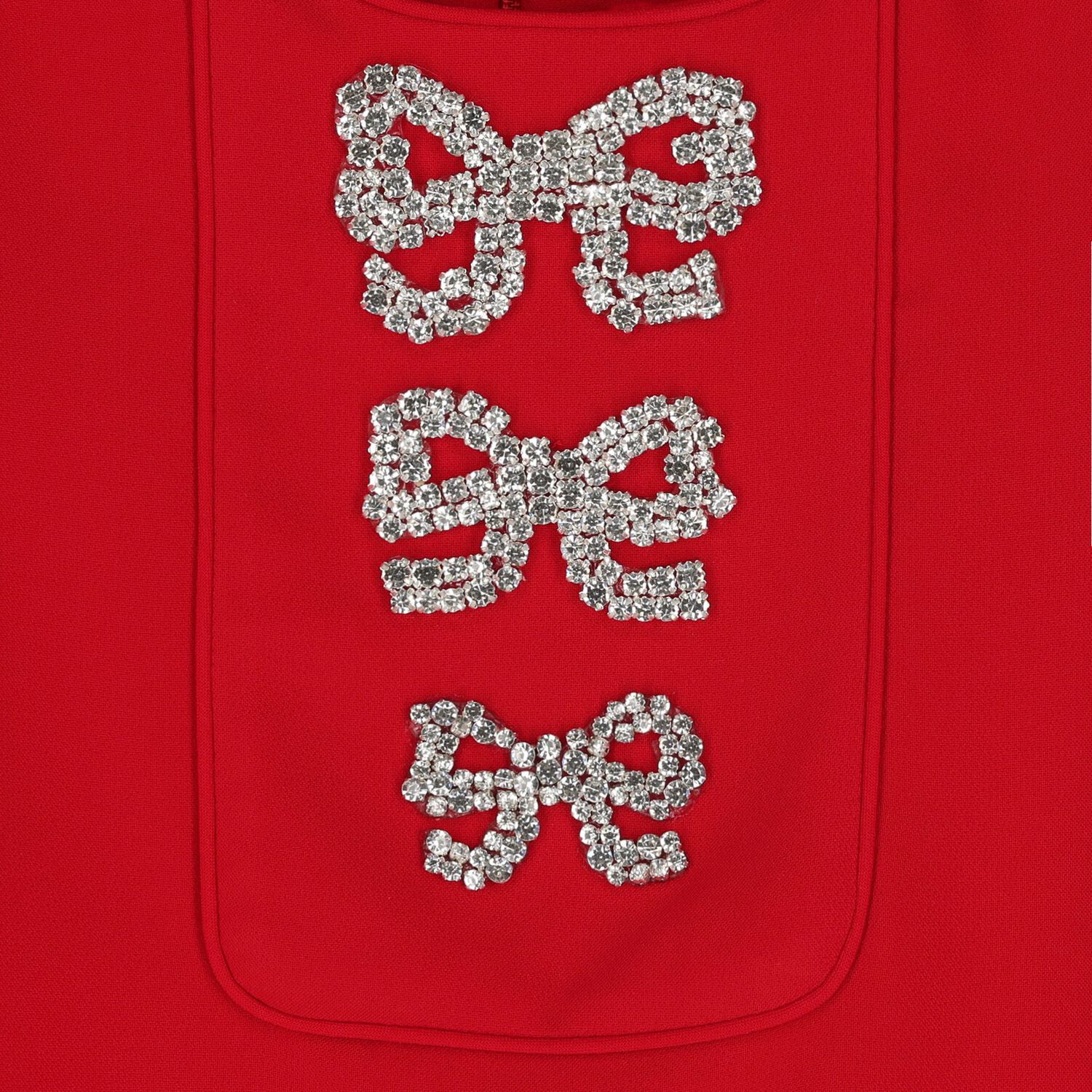 Girls Red Embellished Crepe Dress, 2, hi-res